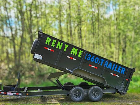 PNW Trailer Rentals dump trailer half-way up
